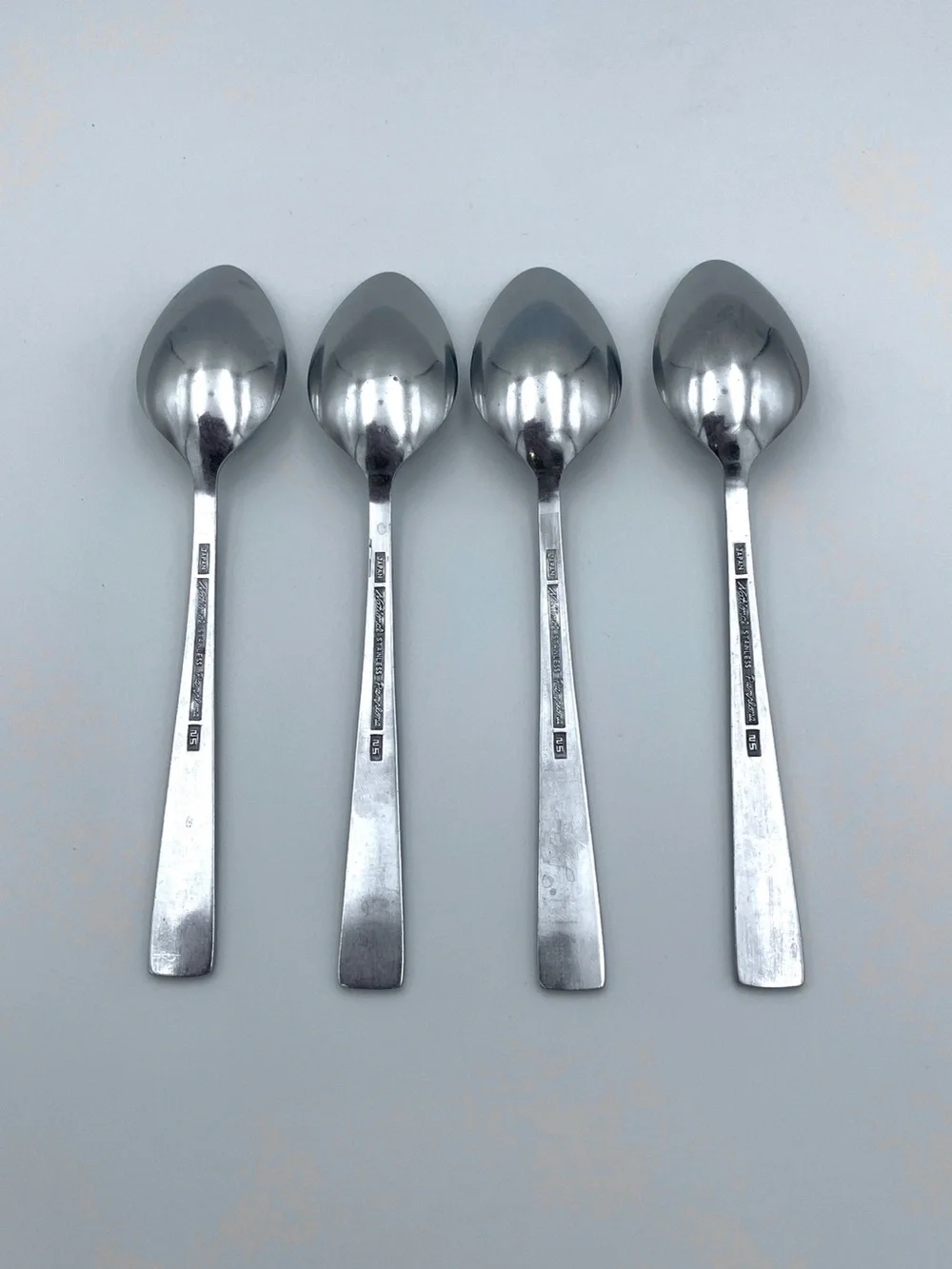Vintage National Silver Co PAMPLONA Stainless Steel Soup Spoons - MCM - Set of 4